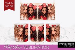 Valentine Girl Mug Wrap - BFF Mug PNG Sublimation Product Image 1
