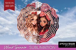 Valentine Girl Wind Spinner Sublimation PNG - BFF Round Product Image 1
