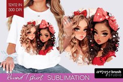 Valentine Girl Round Tshirt Background - BFF PNG Sublimation Product Image 1