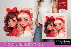 Valentine Girl Tote Bag - BFF Tote Bag PNG Sublimation Product Image 1