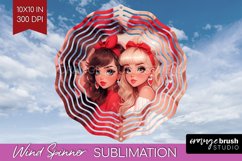 Valentine Girl Wind Spinner Sublimation PNG - BFF Round Product Image 1