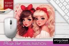 Valentine Girl Mouse Pad Sublimation - BFF Mousepad PNG Product Image 1