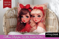 Valentine Girl Pillow Sublimation - BFF Pillow Cover PNG Product Image 1