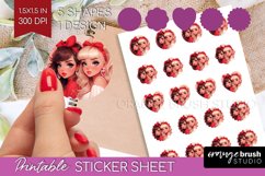 Valentine Girl Round Sticker - BFF Printable Sticker Sheet Product Image 1