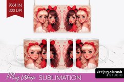 Valentine Girl Mug Wrap - BFF Mug PNG Sublimation Product Image 1