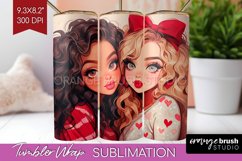 Valentine Girl Tumbler Wrap - BFF Tumbler PNG Sublimation Product Image 1