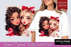 Valentine Girl Square Tshirt Background - BFF PNG Product Image 1