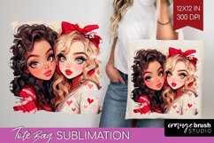 Valentine Girl Tote Bag - BFF Tote Bag PNG Sublimation Product Image 1