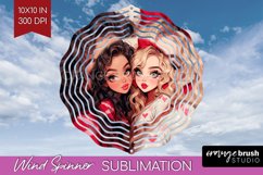 Valentine Girl Wind Spinner Sublimation PNG - BFF Round Product Image 1
