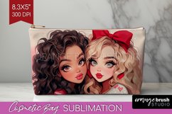 Valentine Girl Cosmetic Bag - BFF Makeup Bag PNG Sublimation Product Image 1