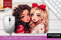 Valentine Girl Mouse Pad Sublimation - BFF Mousepad PNG Product Image 1