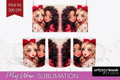 Valentine Girl Mug Wrap - BFF Mug PNG Sublimation Product Image 1