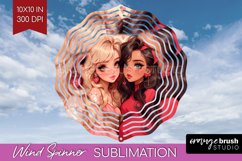 Valentine Girl Wind Spinner Sublimation PNG - BFF Round Product Image 1