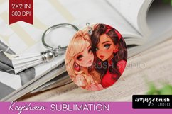 Valentine Girl Keychain PNG - BFF Keychain Sublimation Product Image 1