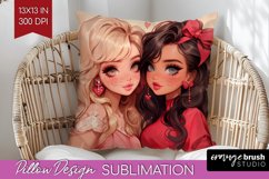 Valentine Girl Pillow Sublimation - BFF Pillow Cover PNG Product Image 1