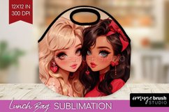 Valentine Girl Lunch Bag - BFF Lunch Bug PNG Sublimation Product Image 1
