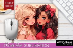 Valentine Girl Mouse Pad Sublimation - BFF Mousepad PNG Product Image 1