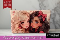 Valentine Girl Cosmetic Bag - BFF Makeup Bag PNG Sublimation Product Image 1