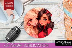 Valentine Girl Car Coaster - BFF Coaster PNG Sublimation Product Image 1