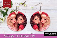 Valentine Girl Round Earrings - BFF PNG Sublimation Product Image 1