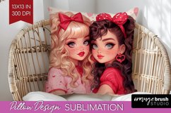 Valentine Girl Pillow Sublimation - BFF Pillow Cover PNG Product Image 1