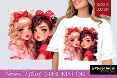 Valentine Girl Square Tshirt Background - BFF PNG Product Image 1