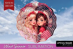 Valentine Girl Wind Spinner Sublimation PNG - BFF Round Product Image 1