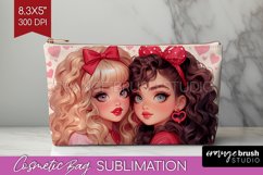 Valentine Girl Cosmetic Bag - BFF Makeup Bag PNG Sublimation Product Image 1