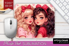 Valentine Girl Mouse Pad Sublimation - BFF Mousepad PNG Product Image 1