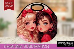 Valentine Girl Lunch Bag - BFF Lunch Bug PNG Sublimation Product Image 1