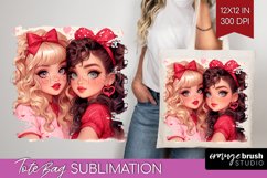 Valentine Girl Tote Bag - BFF Tote Bag PNG Sublimation Product Image 1