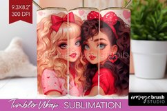 Valentine Girl Tumbler Wrap - BFF Tumbler PNG Sublimation Product Image 1