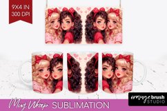 Valentine Girl Mug Wrap - BFF Mug PNG Sublimation Product Image 1