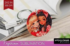 Valentine Girl Keychain PNG - BFF Keychain Sublimation Product Image 1