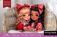 Valentine Girl Pillow Sublimation - BFF Pillow Cover PNG Product Image 1