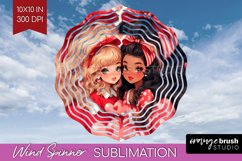 Valentine Girl Wind Spinner Sublimation PNG - BFF Round Product Image 1