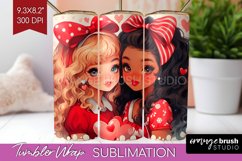 Valentine Girl Tumbler Wrap - BFF Tumbler PNG Sublimation Product Image 1