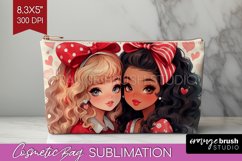 Valentine Girl Cosmetic Bag - BFF Makeup Bag PNG Sublimation Product Image 1