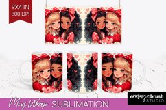 Valentine Girl Mug Wrap - BFF Mug PNG Sublimation Product Image 1
