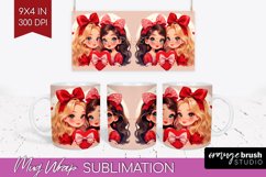 Valentine Girl Mug Wrap - BFF Mug PNG Sublimation Product Image 1