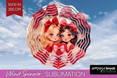 Valentine Girl Wind Spinner Sublimation PNG - BFF Round Product Image 1