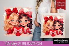 Valentine Girl Tote Bag - BFF Tote Bag PNG Sublimation Product Image 1