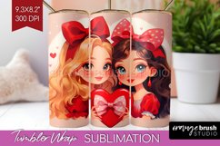 Valentine Girl Tumbler Wrap - BFF Tumbler PNG Sublimation Product Image 1