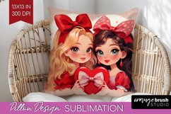 Valentine Girl Pillow Sublimation - BFF Pillow Cover PNG Product Image 1