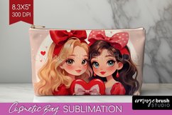 Valentine Girl Cosmetic Bag - BFF Makeup Bag PNG Sublimation Product Image 1