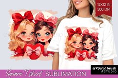 Valentine Girl Square Tshirt Background - BFF PNG Product Image 1