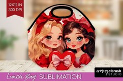 Valentine Girl Lunch Bag - BFF Lunch Bug PNG Sublimation Product Image 1