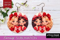 Valentine Girl Round Earrings - BFF PNG Sublimation Product Image 1