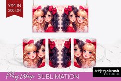 Valentine Girl Mug Wrap - BFF Mug PNG Sublimation Product Image 1