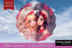 Valentine Girl Wind Spinner Sublimation PNG - BFF Round Product Image 1